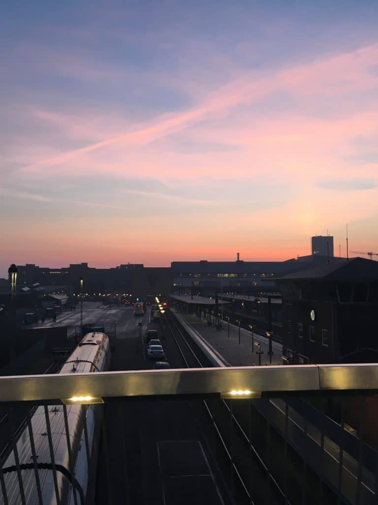 Smuk solopgang set fra Byens Bro mandag morgen