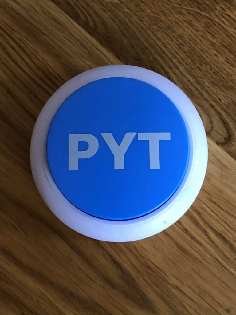 Vi har en pyt knap herhjemme som vi øver os i at bruge