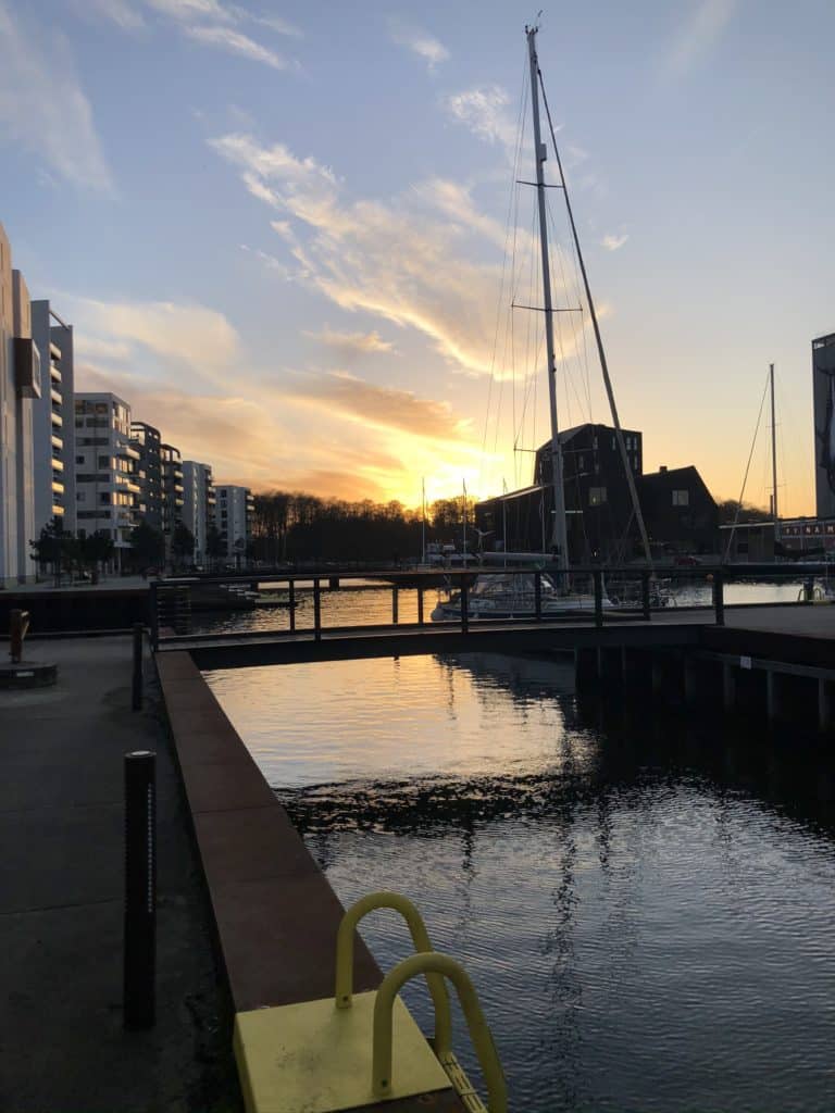 Odense havn kan det der med solnedgange